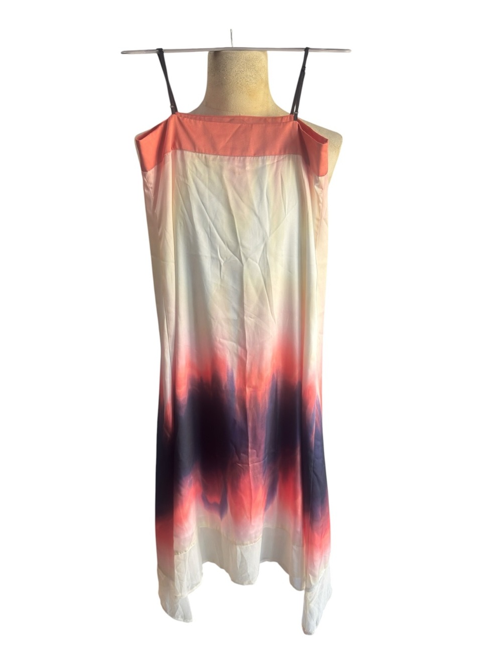 DKNY Coral, Black & Ivory Ombre Maxi Dress